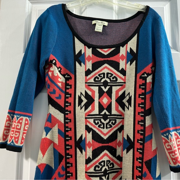 Flying Tomato Long Sleeve Knit Sweater Short Dress Aztec Tribal Medium - Picture 4 of 5